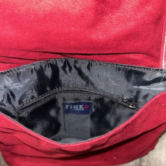 Pink Collection Star Pattern Crimson Red Crossbody Bag Purse - Picture 4 of 5